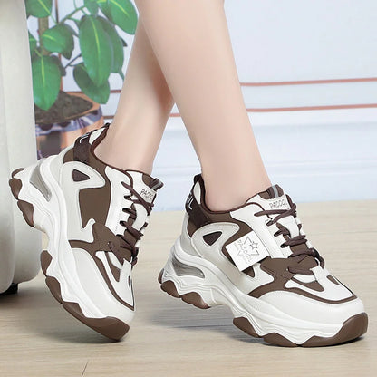Spring Height Increasing Round toe Versatile Women Platform Causal Shoes Fashion Breathable Sport Designer Sneaker