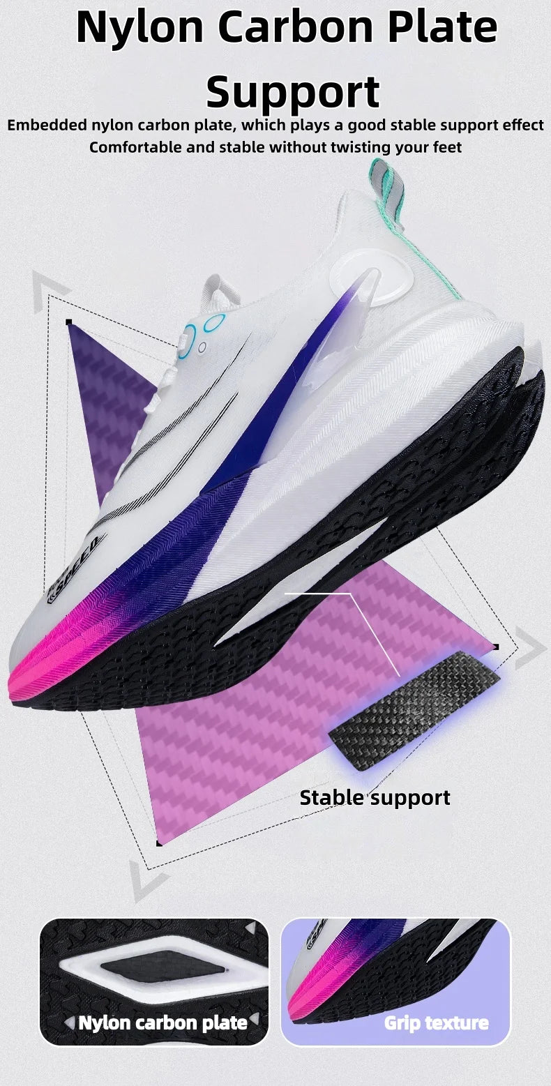 2025 Men's And Women's Professional Carbon Board Marathon Running Shoes Shock Absorption Ultra-light Stable Support Sports Shoes