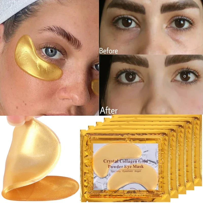 Gold Moisturizing Crystal Collagen Eye Mask Anti-Wrinkle Anti Aging Fade Dark Circles Skin Care Patch Dilute Fine Lines Mask