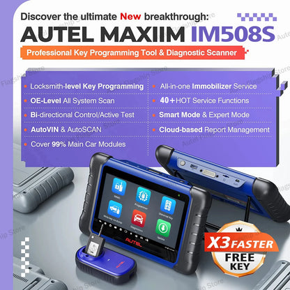 Autel MaxiIM IM508S IMMO Key Programming Diagnostic Tools Auto OBD2 Programmer Scanner All Systems 2 Years Free Update PK KM100