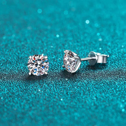 Boucles d'oreilles puces en moissanite TY 0,1-2 carats pour femme, en or rose, style classique et scintillant, serties de diamants de laboratoire, et montées sur argent pur 925.
