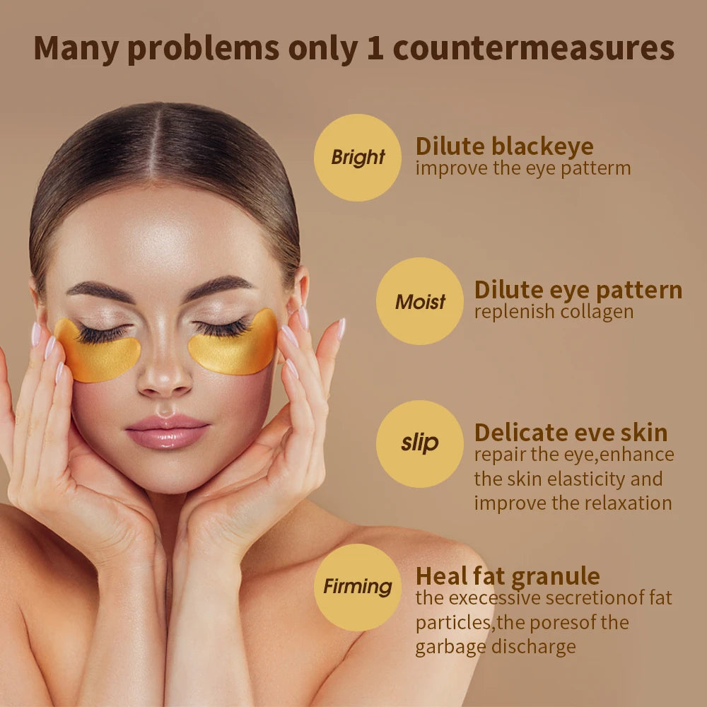 Gold Moisturizing Crystal Collagen Eye Mask Anti-Wrinkle Anti Aging Fade Dark Circles Skin Care Patch Dilute Fine Lines Mask