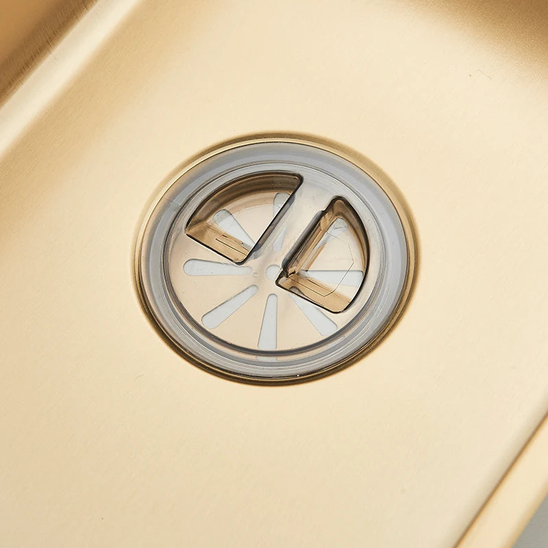 Évier double cascade doré en acier inoxydable, évier de cuisine avec grand bac à évier unique en relief, bassin de lavage pour la cuisine