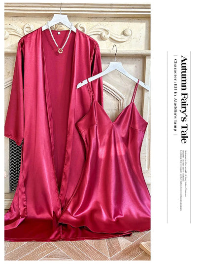 Bride Wedding Robe Dress Suit Women Rayon Bathrobe Gown Sleep Set Summer Homewear Sleepdress Casual Kimono Sleepwear Nightgown ﻿