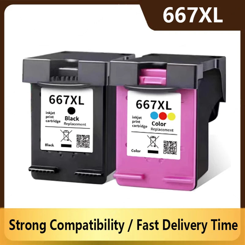 667XL Ink Cartridges For HP 667 HP667 XL Replacement Compatible Deskjet 1275 2374 2375 2376 2775 2776 6475 Printer