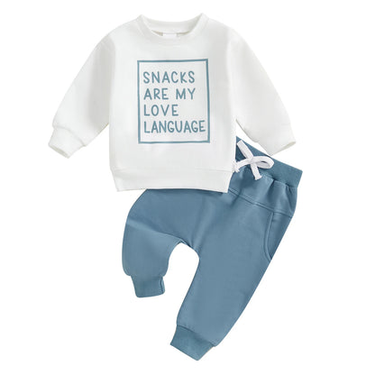 0-3Y Baby Boys Autumn Winter Clothes Set Kids Long Sleeve Letter Print Pullover Tops Sweatshirt Pants Toddler Casual Outfits