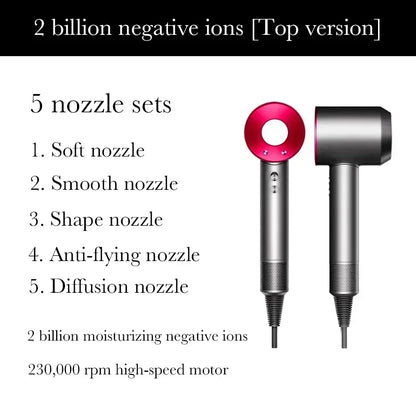 2025 Super Hair Dryer 220V Leafless Hair Dryer Personal Hair Care Styling Negative Ion Tool Schedule Negative Ion Electric Dryer