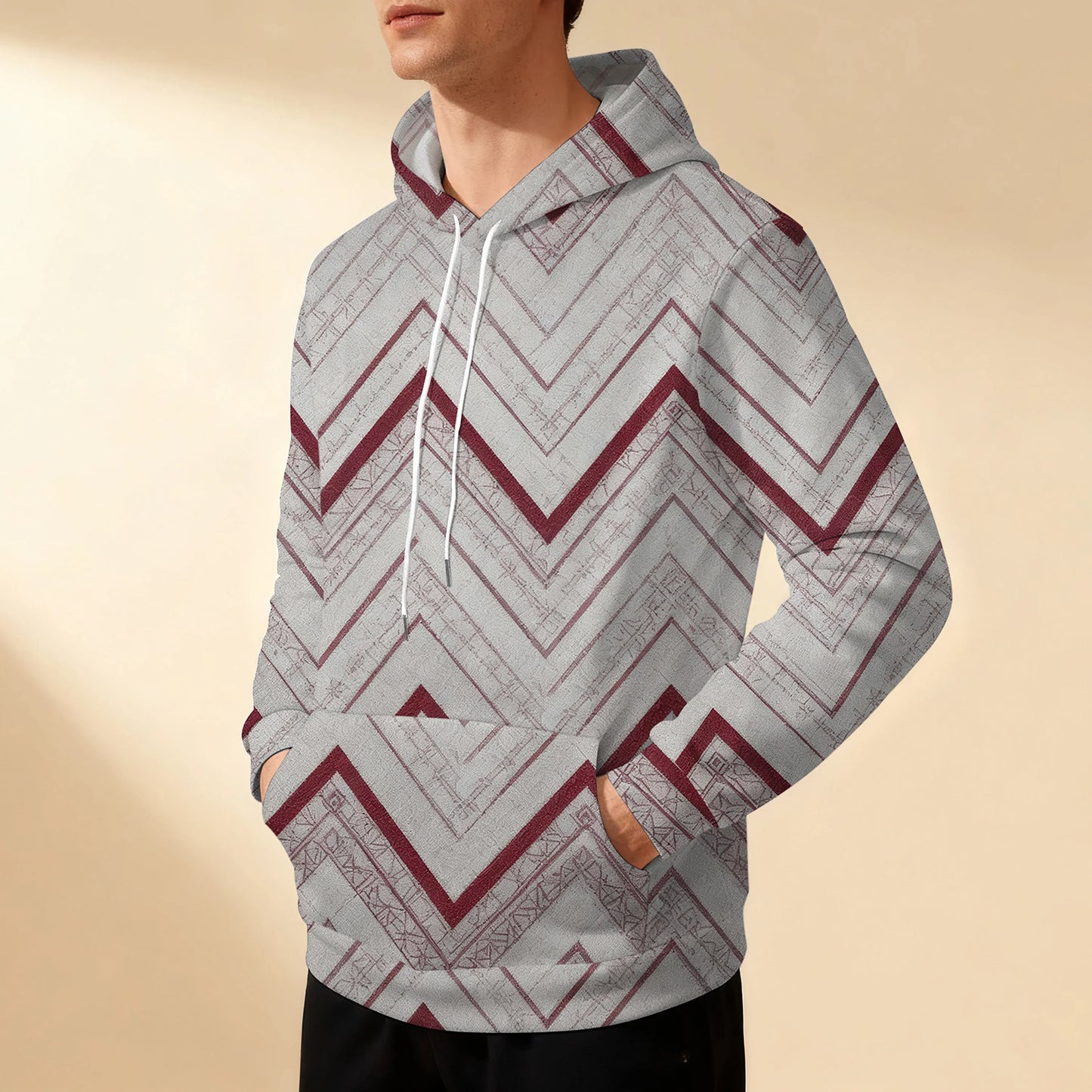 Sweat-shirt à capuche rayé pour homme avec cordon de serrage, sportif, décontracté, élégant, polyvalent et confortable, parfait pour les trajets quotidiens.