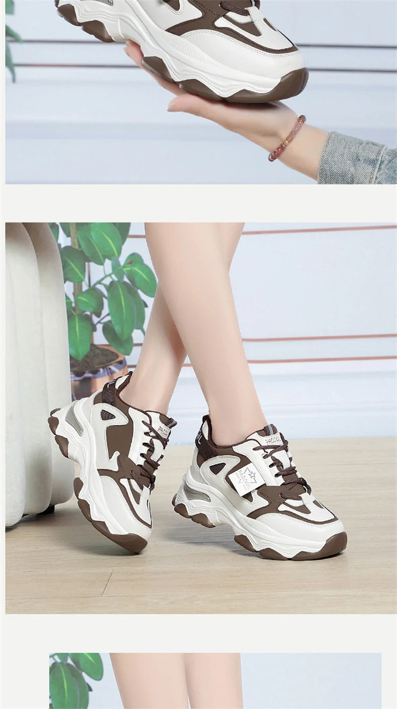 Spring Height Increasing Round toe Versatile Women Platform Causal Shoes Fashion Breathable Sport Designer Sneaker