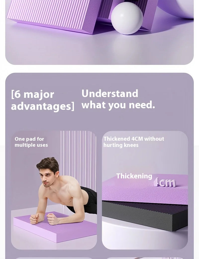 Tapis de yoga épais pour entraînement à domicile, tapis de gymnastique équilibré, accessoires de Pilates, roue abdominale antidérapante, coussin de gym pour les genoux.