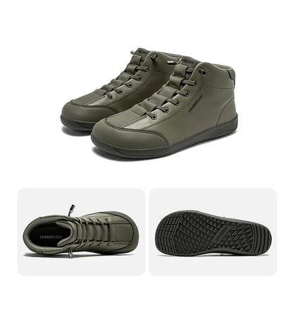 HOBIBEAR Mid-Top Barefoot Shoes Unisex Wide Toe Minimalist Ankle Boots Artificial Leather Outdoor Non-Slip Sneaker