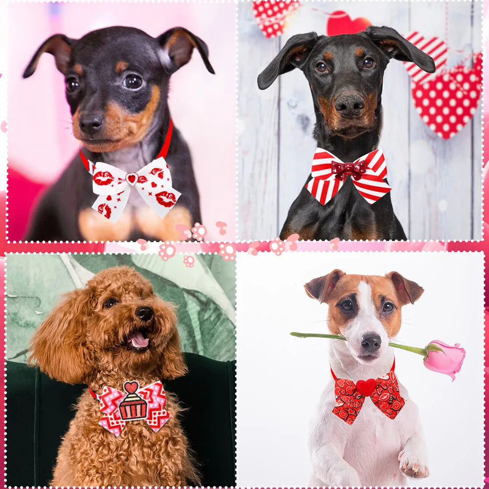 50/100pcs Small Dog Cat Bowties Neckties Fashion Valentine's Day Love Pet Bow Ties For Dogs Grooming Dog Puppy Grooming Products