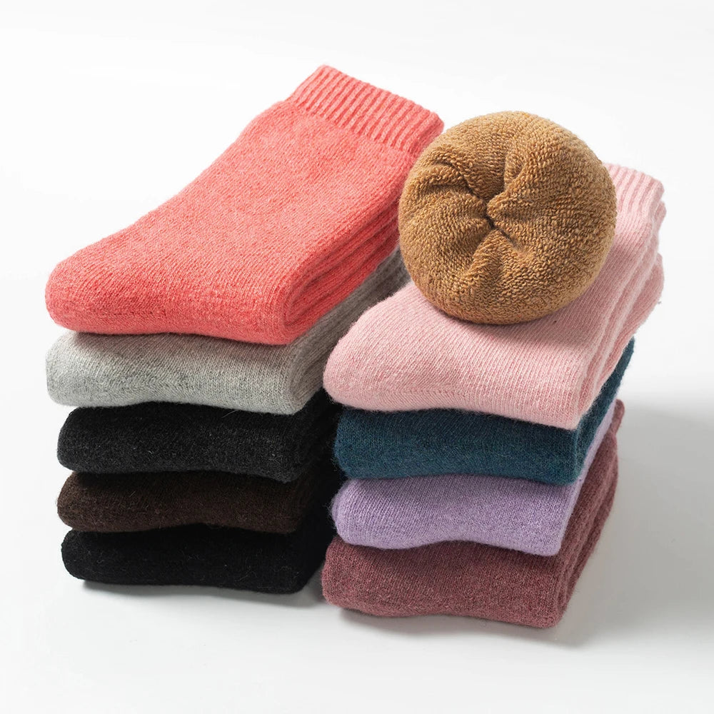 1 Pair Solid Color Wool Socks Men's Sock Women Socks Against Super Thicker Winter Socks High Quality Cold Snow Sock Merino Socks