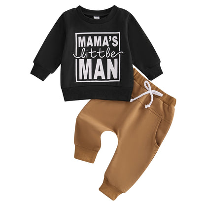 0-3Y Baby Boys Autumn Winter Clothes Set Kids Long Sleeve Letter Print Pullover Tops Sweatshirt Pants Toddler Casual Outfits