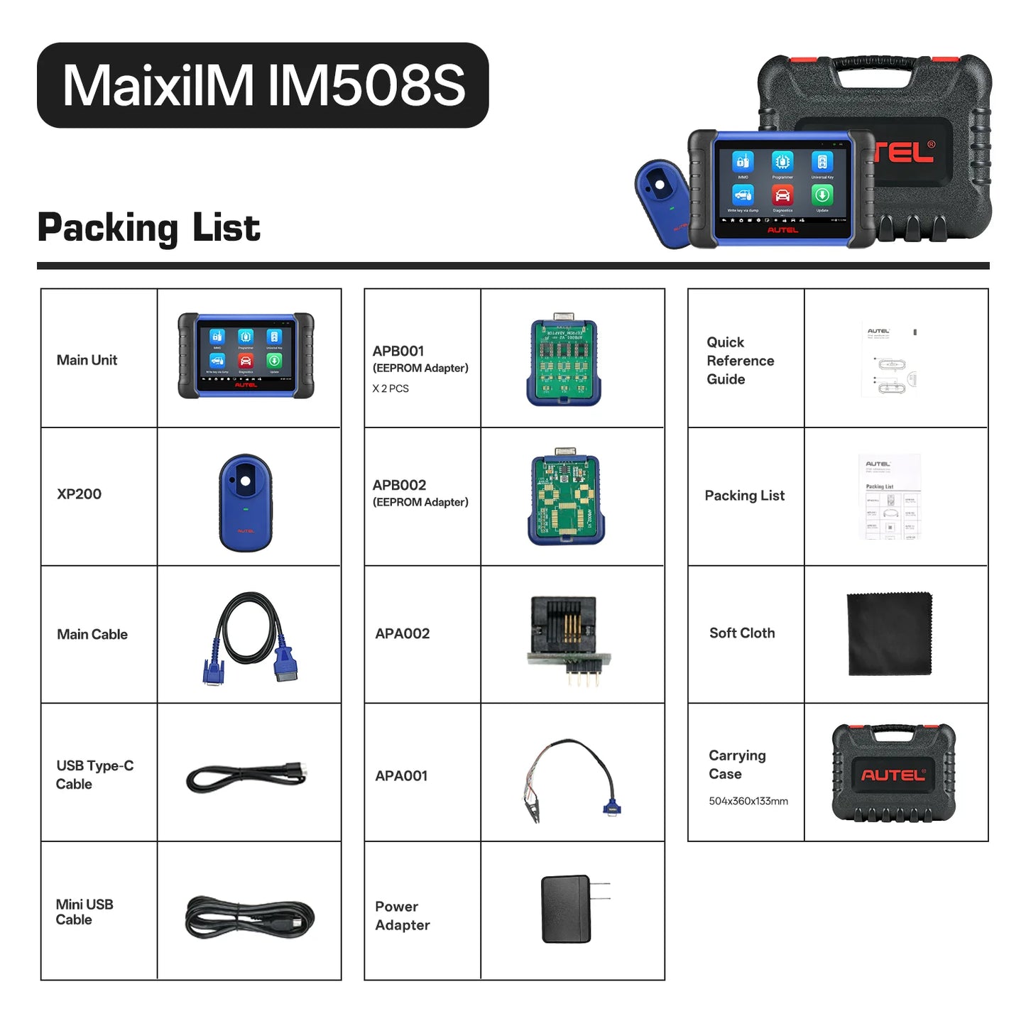 Autel MaxiIM IM508S IMMO Key Programming Diagnostic Tools Auto OBD2 Programmer Scanner All Systems 2 Years Free Update PK KM100
