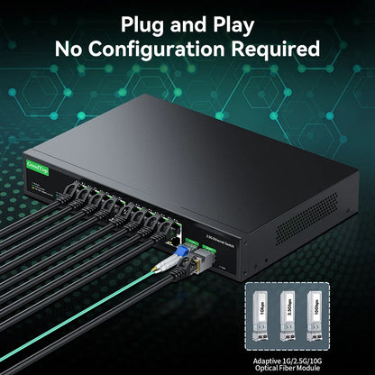 GoodTop 16 Port 2.5G Ethernet Switch with 2 Port 10G SFP+ Network Switch 120G Bandwidth Unmanaged Networking Home Lab Switch