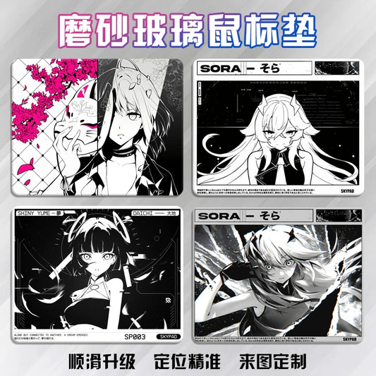 Skypad SORA YUME Glass Gaming Mouse Pad 260x210mm Smooth Frosted Surface Customize Mat FPS Office Esports Game Glass Mouse Pads