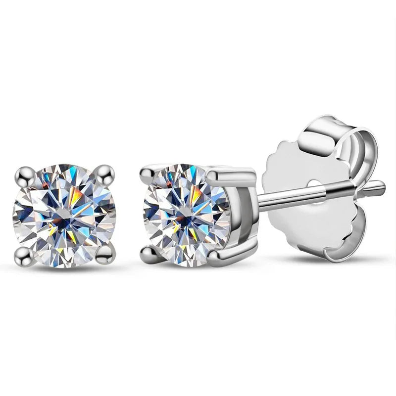Boucles d'oreilles puces en moissanite TY 0,1-2 carats pour femme, en or rose, style classique et scintillant, serties de diamants de laboratoire, et montées sur argent pur 925.