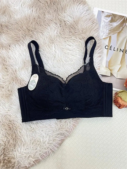 Victoria Style Lace Bra Large Chest Minimizer Ultra Thin Cup Wireless Comfort Push Up Sexy Lingerie Seamless No Underwire MOYISU