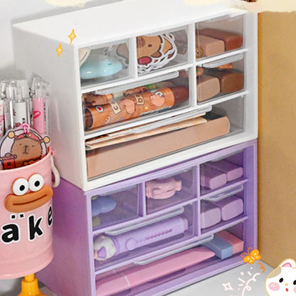 Large Capacity Dustproof Multi-layer Desktop Storage Box  Organizing Box Multifunctional Transparent Six Grid Drawer Storage Box