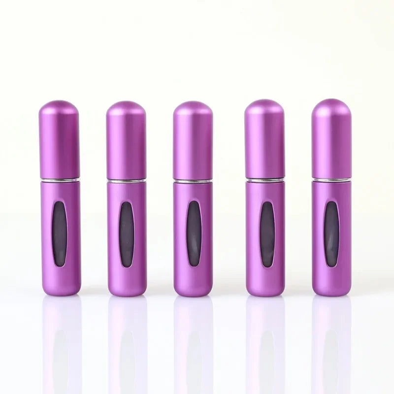 New Hot 5pcs Sets Portable 5ml Perfume Refill Bottle Refillable Spray Scent Pump Empty Atomizer Cosmetic Containers Travel Gift