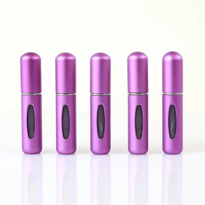 New Hot 5pcs Sets Portable 5ml Perfume Refill Bottle Refillable Spray Scent Pump Empty Atomizer Cosmetic Containers Travel Gift