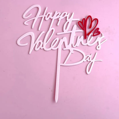 INS 14 Style Happy Valentine's Day Acrylic Cake Toppers Red Love Valentine's Day Cake Topper for  Valentine's Day Party Gifts