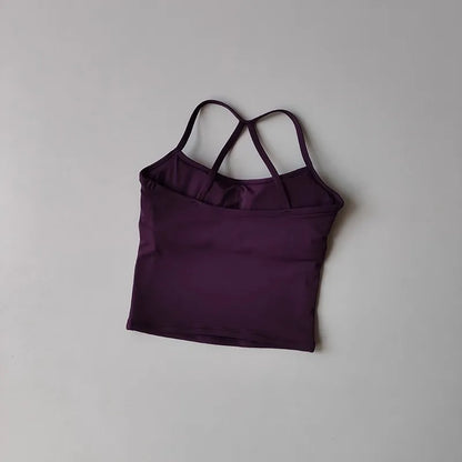 Women's Yoga Sports Fitness Vest, Pilates Running Bra, Thin Belt, Professional Training Underwear, Chest Mat, Fitness Gear