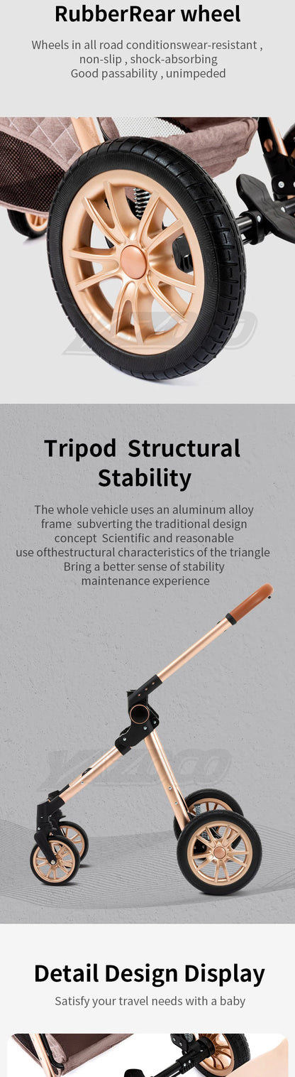 Newest Baby Stroller 3 in1 Multifunctional Stroller Easy Folding Travel Portable Baby Carriage Safety Seat EU Standard