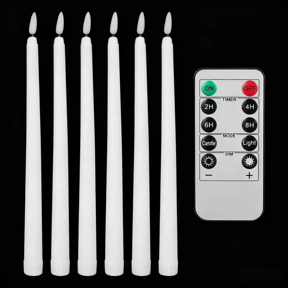 Pack of 6 Remote Control LED Decorative Candle Light Battery Operated Flameless Electronic Home Party Wedding Candle With Timer