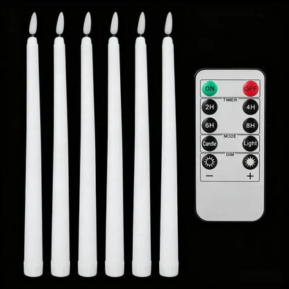 Pack of 6 Remote Control LED Decorative Candle Light Battery Operated Flameless Electronic Home Party Wedding Candle With Timer