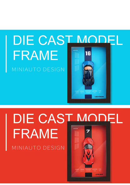 1:32 3D Photo Frame Wall Hanging Paintings Alloy Metal Diecast Model Car Home Trend Toy Decorations Display Valentine's Day Gift