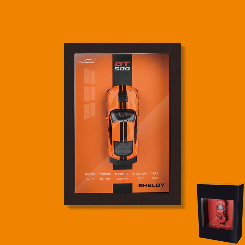 1:32 3D Photo Frame Wall Hanging Paintings Alloy Metal Diecast Model Car Home Trend Toy Decorations Display Valentine's Day Gift