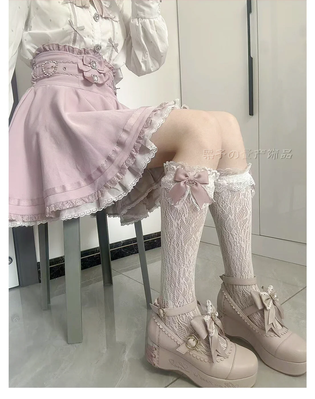 JK Lolita Lace Stockings Bow Knot Sweet Socks Female Long Stocking Teen Uniform Calf Socks Student Cute JK Socks