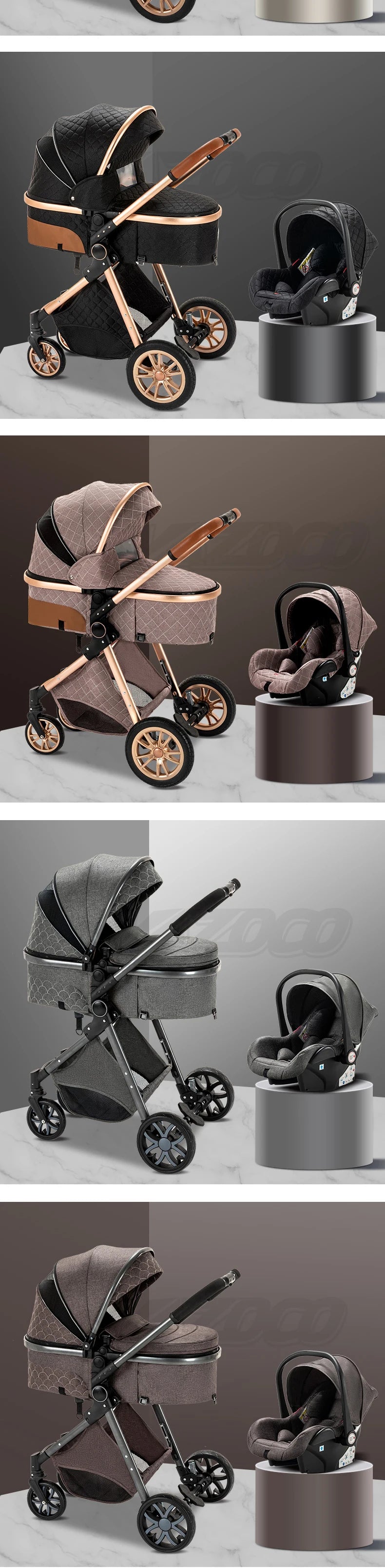 Newest Baby Stroller 3 in1 Multifunctional Stroller Easy Folding Travel Portable Baby Carriage Safety Seat EU Standard