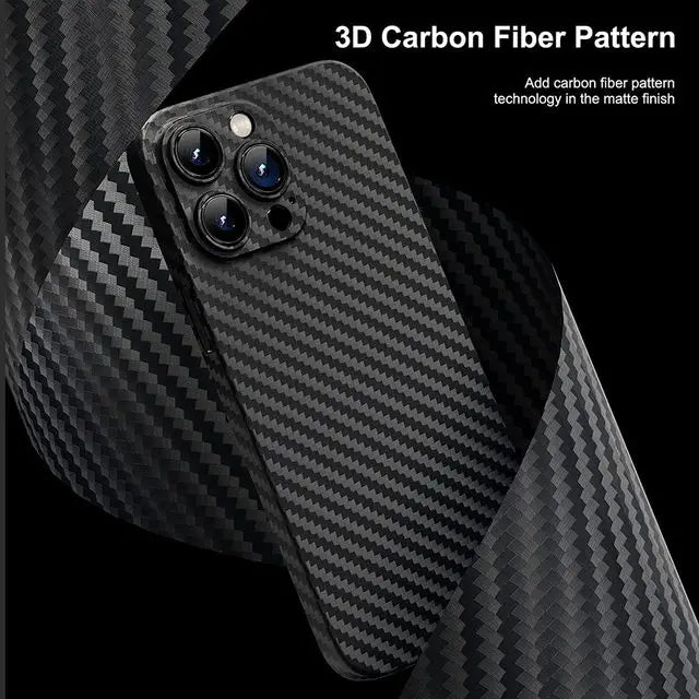 0.3mm PP Ultra Thin Cover For iPhone 16 15 14 Plus 13 12 Mini 11 Pro Max XR XS Max 7 8 Plus SE 2 3 Carbon Fiber Texture Case