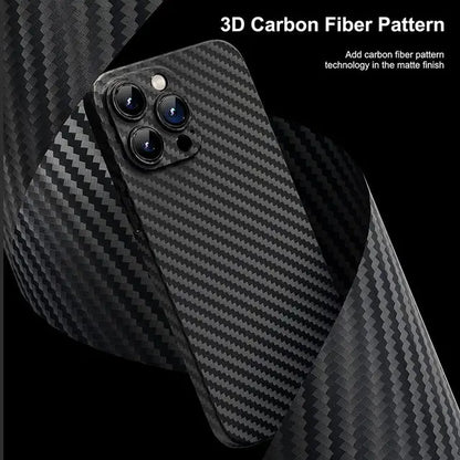 0.3mm PP Ultra Thin Cover For iPhone 16 15 14 Plus 13 12 Mini 11 Pro Max XR XS Max 7 8 Plus SE 2 3 Carbon Fiber Texture Case