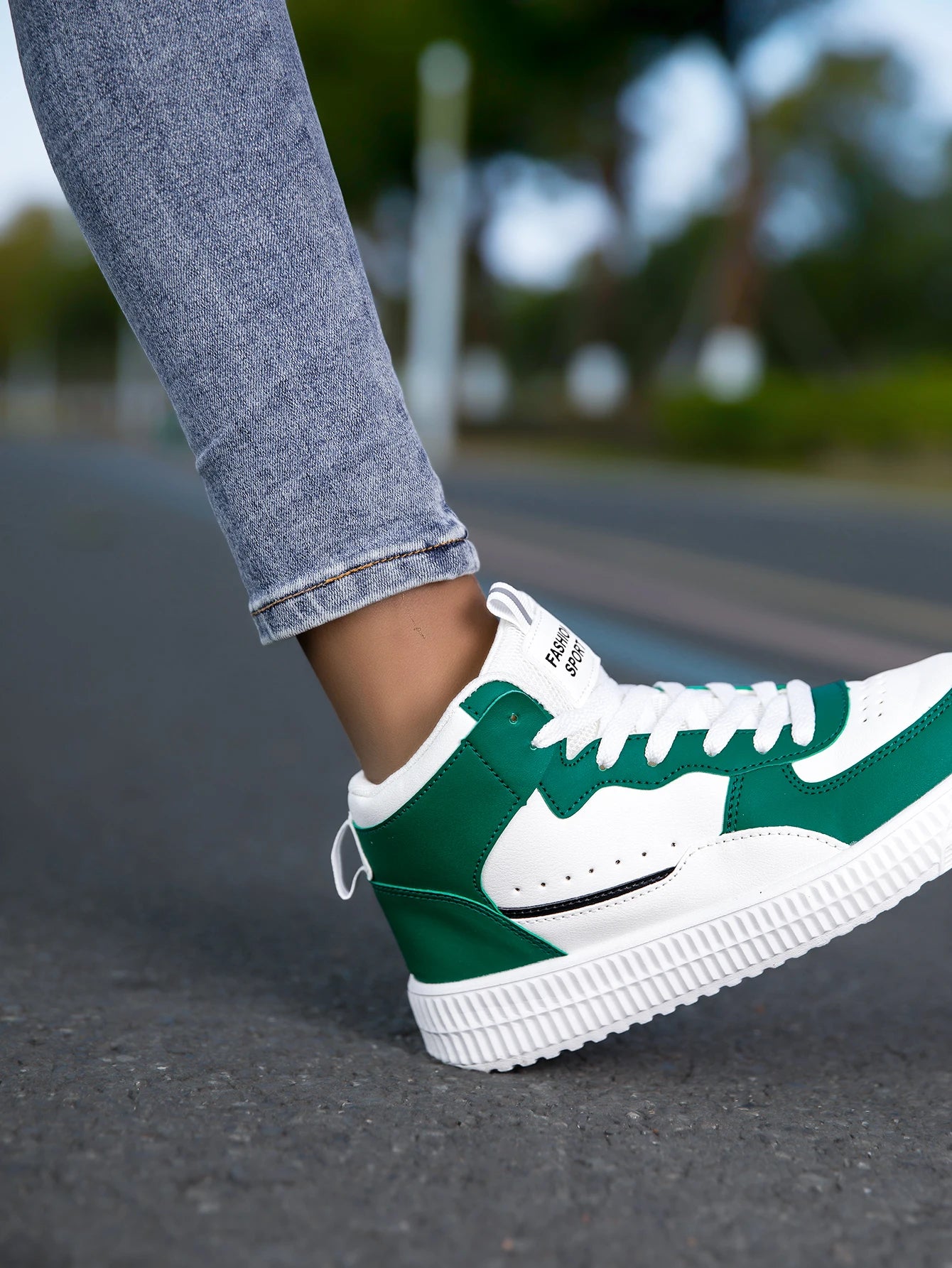 HKDQ Blue High Top Sneakers Unisex Non Slip Platform Men's Skate Shoes Spring Autumn Casual Leather Skateboard Shoes For Women