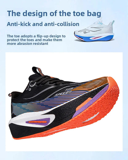 Unisex Carbon Board Running Shoes Professional Marathon Lightweight Bouncing Pad Breathable Ladies Stable Support Sports Shoes