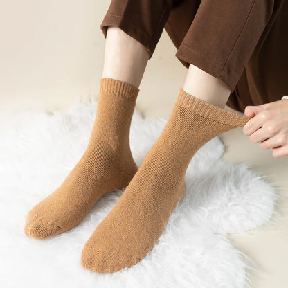1 Pair Solid Color Wool Socks Men's Sock Women Socks Against Super Thicker Winter Socks High Quality Cold Snow Sock Merino Socks