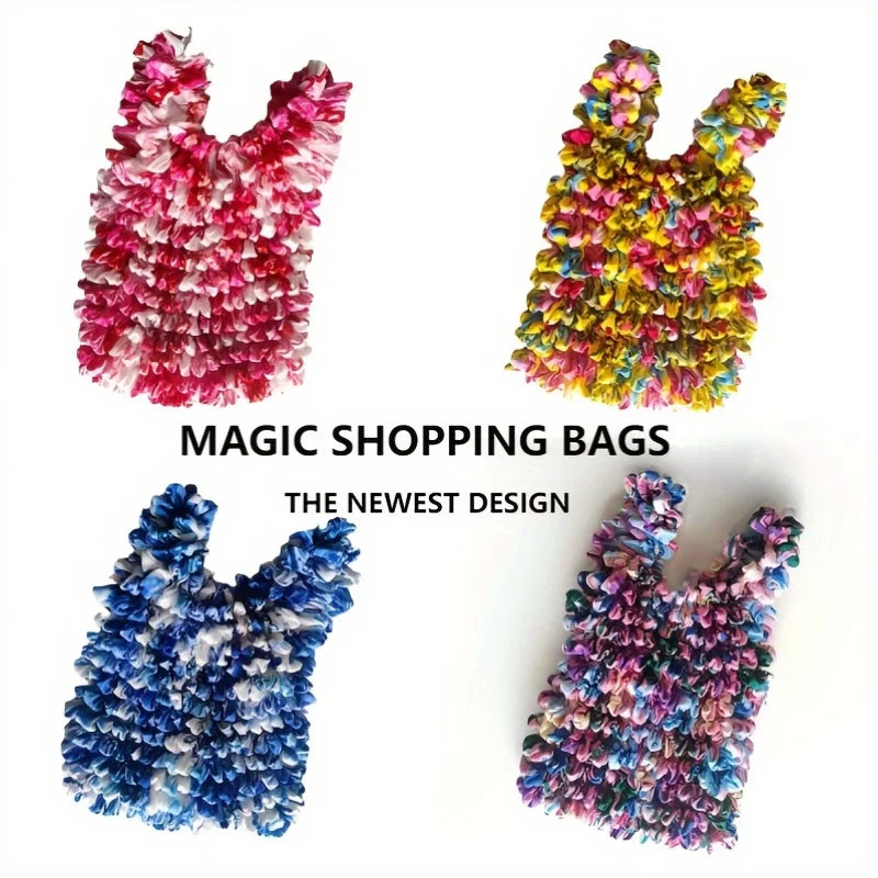Magic Shopping Bag, Expandable Pleated Handbag, Large Capacity Shopping Bag Suitable for Travel and Shopping