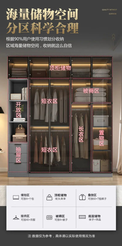 Aesthetic Black Dressing Wardrobe Display Waterproof Luxury Closet Wardrobe Storage Clothing Ropero Para Gurdar Ropa Furnitures