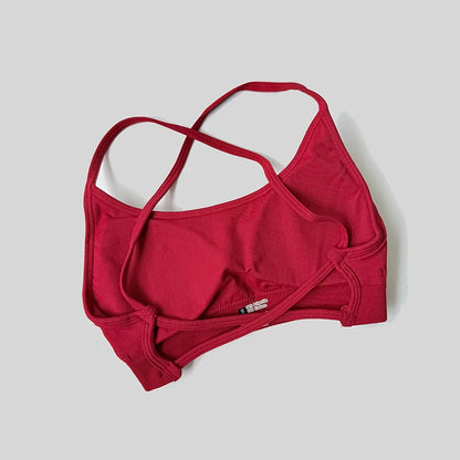 Sexy Backless Impact Strappy Bra Top Women High Support Thin Sport Seamless Bras Scrunch Sports Workout Fitness Tank