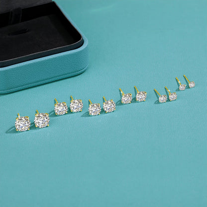 Boucles d'oreilles puces en or 14 carats plaqué, serties de moissanite (0,2-3 carats, taille brillant GRA), pour femmes et hommes, bijoux durables pour fiançailles et mariages.