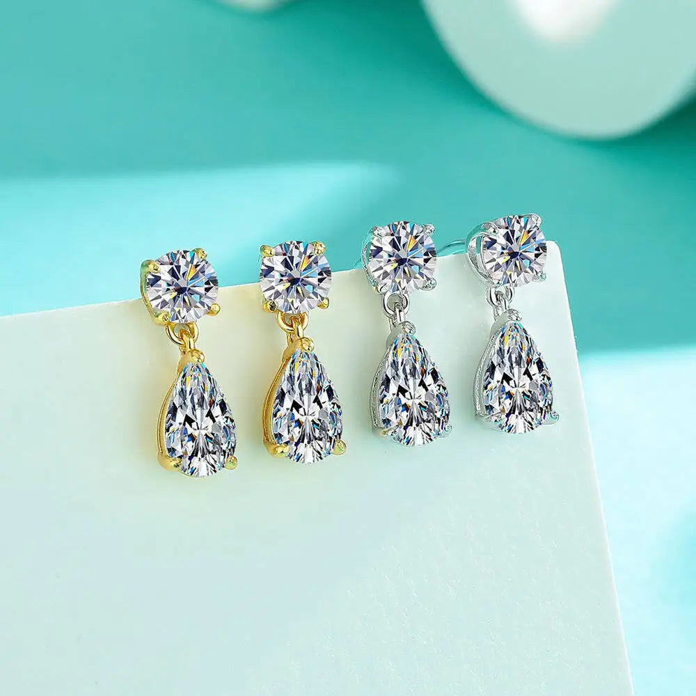 Boucles d'oreilles Taoyu en argent sterling 925 et moissanite 3 carats, pour femmes et hommes. Boucles d'oreilles pendantes en zircon, style minimaliste, bijou raffiné, diamant VVS1, cadeau idéal.