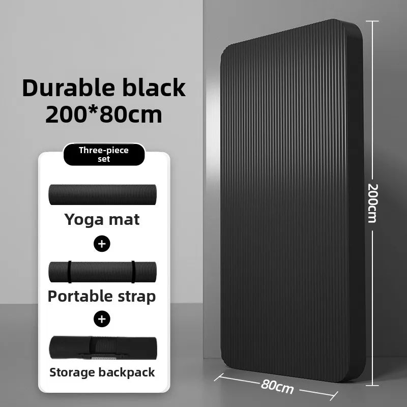 Tapis de yoga pour homme, 20 mm d'épaisseur, allongé et élargi, antidérapant, idéal pour l'exercice, couleur unie, en NBR.