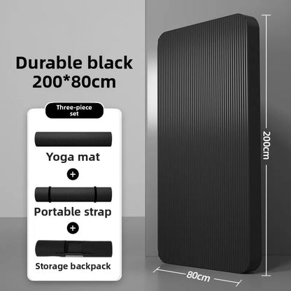 Tapis de yoga pour homme, 20 mm d'épaisseur, allongé et élargi, antidérapant, idéal pour l'exercice, couleur unie, en NBR.