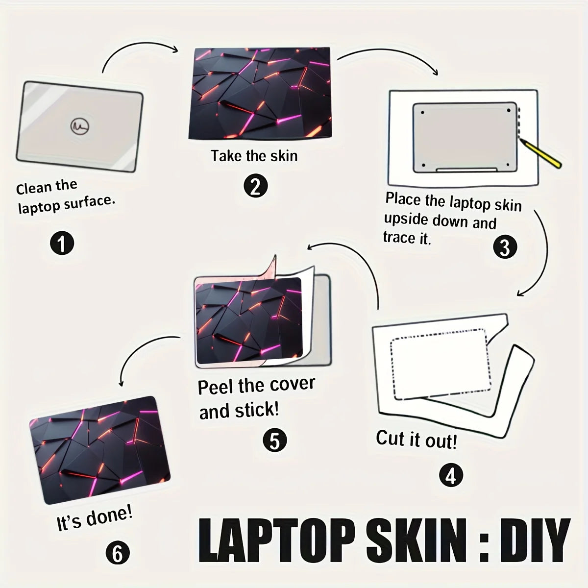 2-Pack Pattern Laptop Art Cyberpunk Decal Case, Universal Netbook Skin Stickers Non-Reusable Laptop Skin