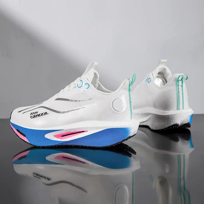 Unisex Carbon Board Running Shoes Professional Marathon Lightweight Bouncing Pad Breathable Ladies Stable Support Sports Shoes