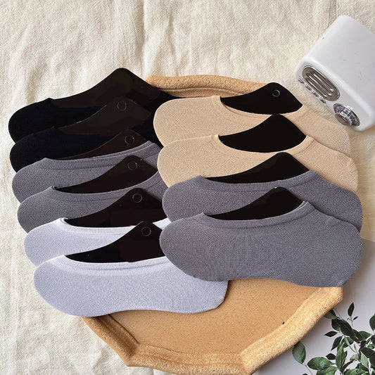 10 Pairs Random Men & Women Invisible Socks Non-slip Low Cut Boat Socks Breathable Cotton No Show Socks